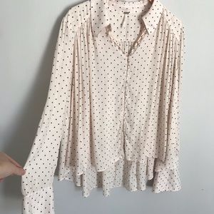 Free People light blush polka dot blouse